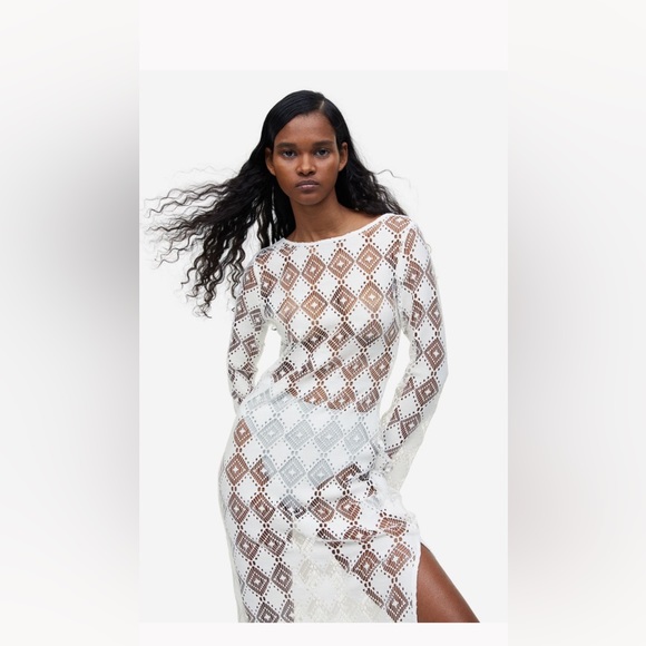 H&M OPEN-BACKED CROCHET LOOK DRESS - Picture 6 of 7